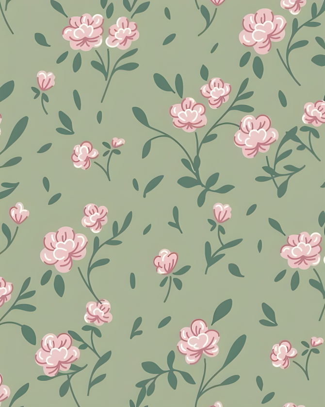 Tecido Tricoline Digital - Floral Verde