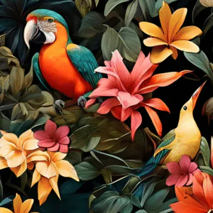 Tecido Tricoline Digital 3D Papagaio