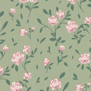 Tecido Tricoline Digital - Floral Verde